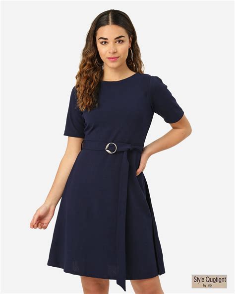 prada navy fit flare dress with zippers